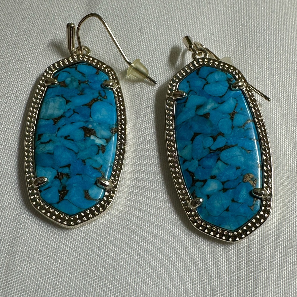 Kendra Scott Elle Gold Turquoise veined stone